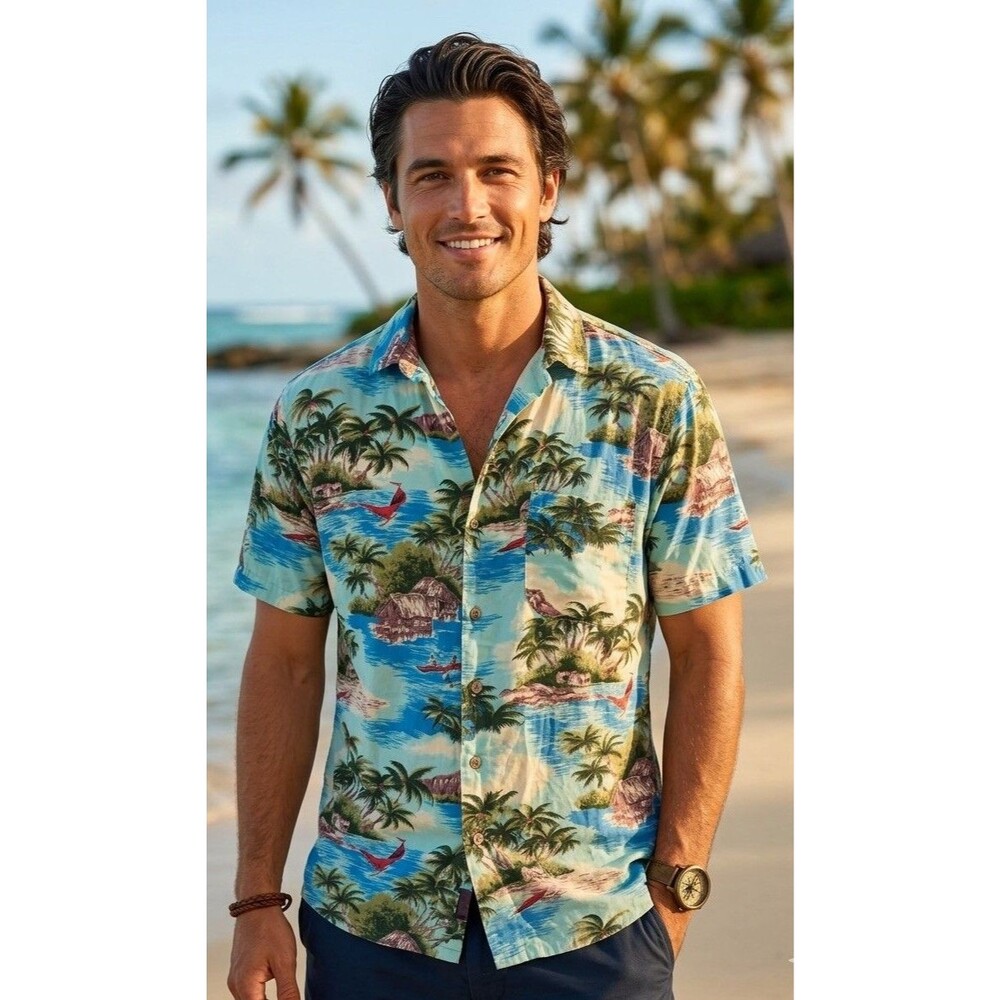 Faherty Men’s Tropical Kona Camp Hawaiian Shirt Size Large